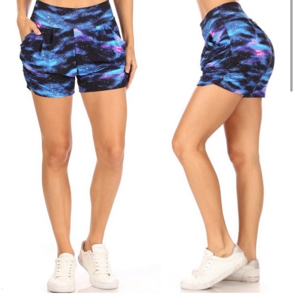 LAST PAIR: Harem galaxy butter soft comfy shorts - Picture 3 of 6